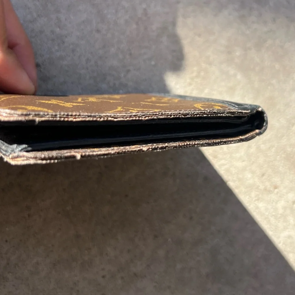 Louis Vuitton Brown Monogram Wallet Multiple Macasser Brown Black Leather 2009